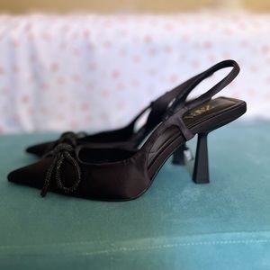 Zara black jewel brown sling back heels: make me an offer